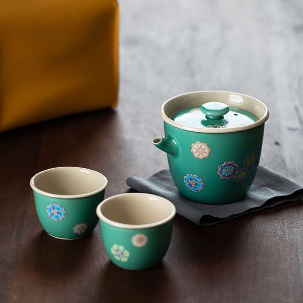 Mini Travel Ceramic Tea Pot Set Chinese Kung Fu Teapot, 1 Pot 2 Cups  Porcelain Teacup with Tea Infuser Portable Bag for Outdoor Picnic Hotel