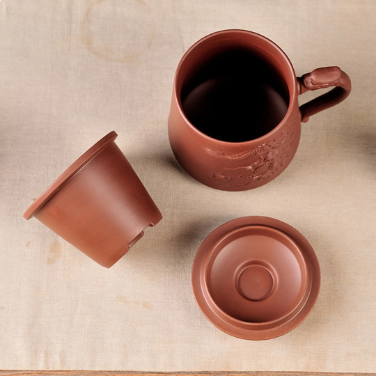 Oriarm Chinese Yixing retailer Zisha Clay Tea Cup Set, Yixing Clay Pottery Tea Mug with Infuser and Lid