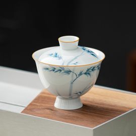 Elegant Bamboo Ceramic Gaiwan