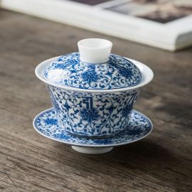 Blue and White Porcelain Gaiwan Tea Cup