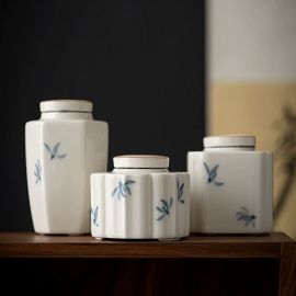 Orchid Tea Caddy, Ceramic Storage Jar